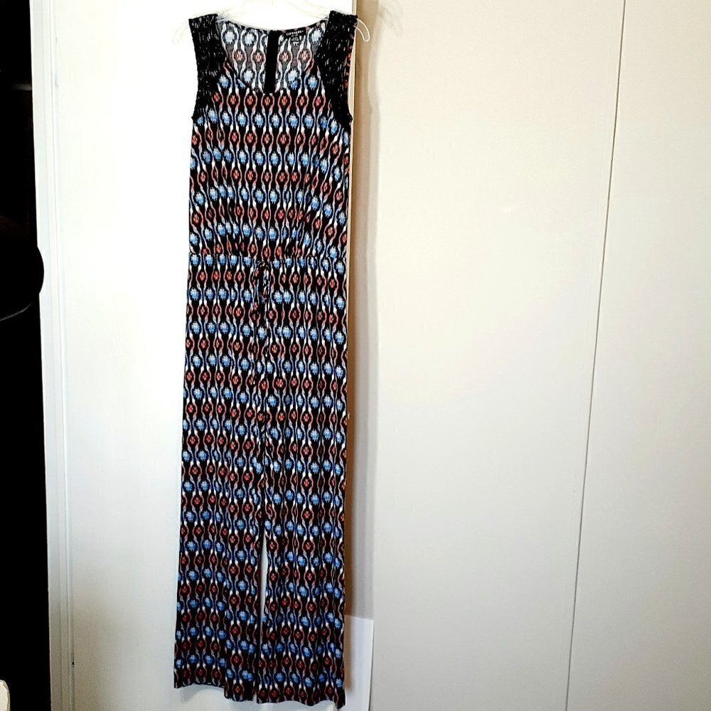 Concepts NEW YORK Aztec Sleeveless Long Jumpsuit w Lace; Size Small